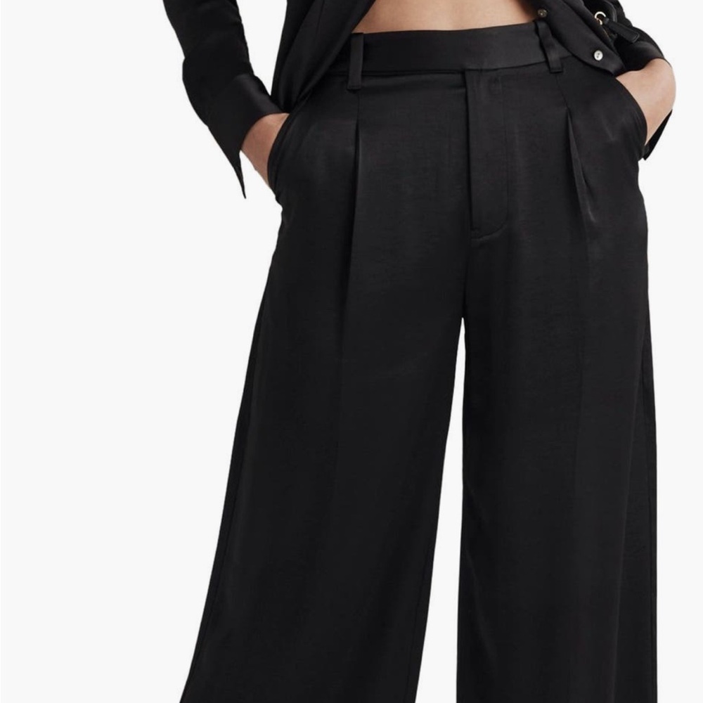 Madewell Satin Black Wide-Leg Pants